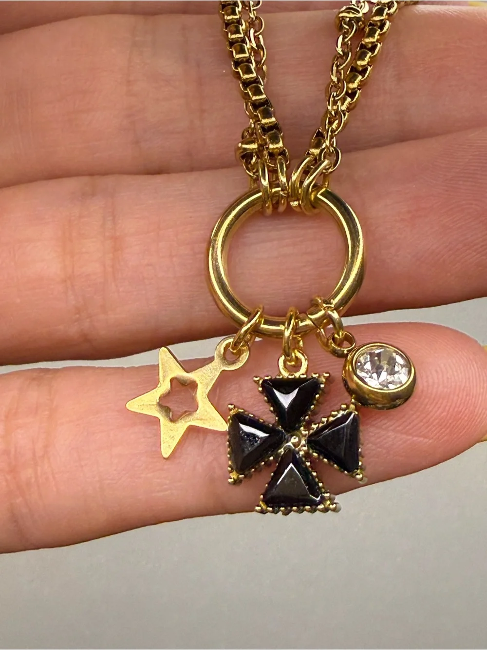 Gold Bracelet with Black Clover Charm - Women's Jewelry